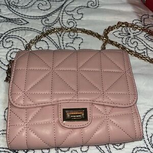 Blush Quilted💗💛Crossbody Bag with Chain Strap